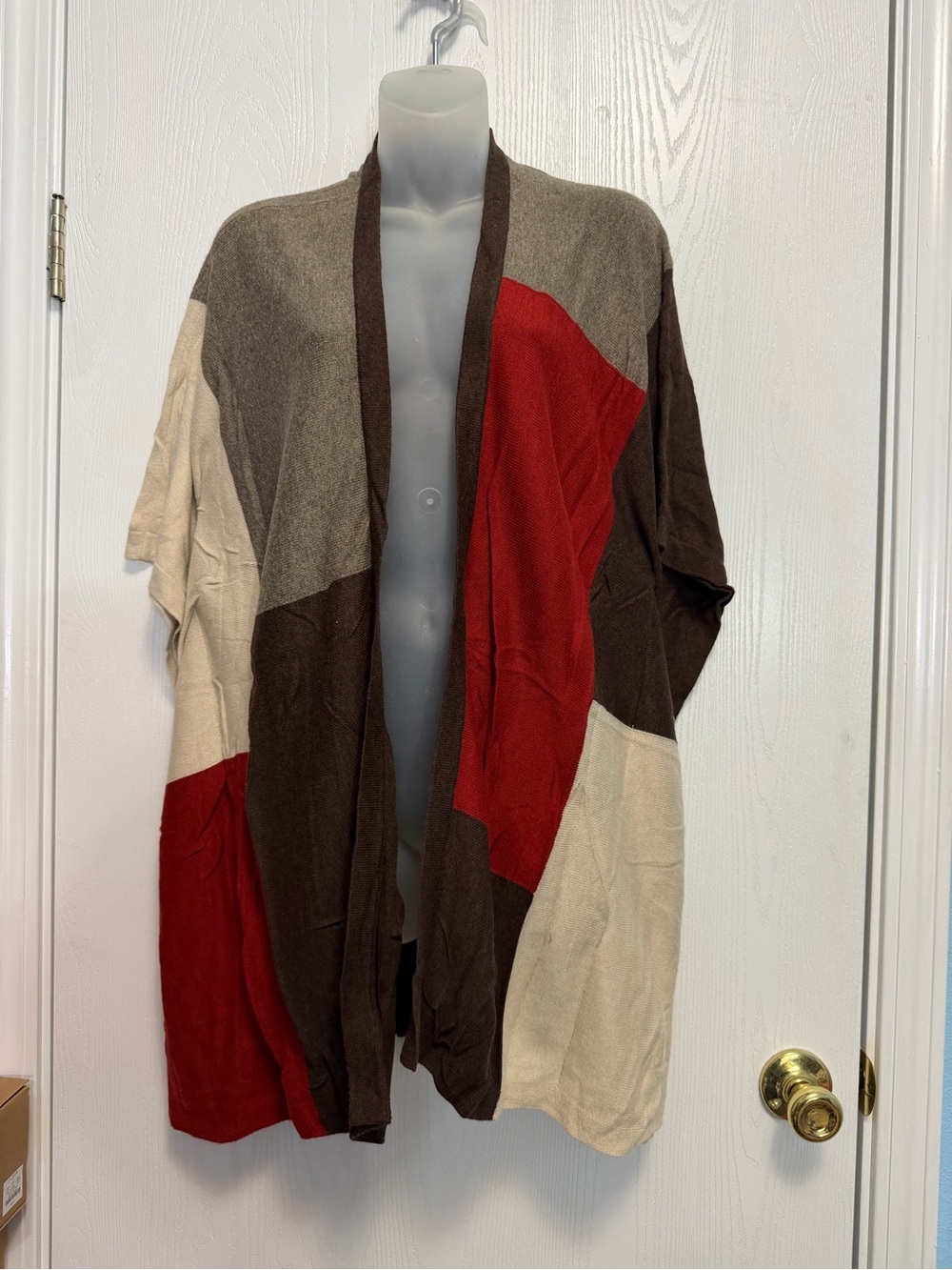 Colorblock Open-Front Sweater Cardigan